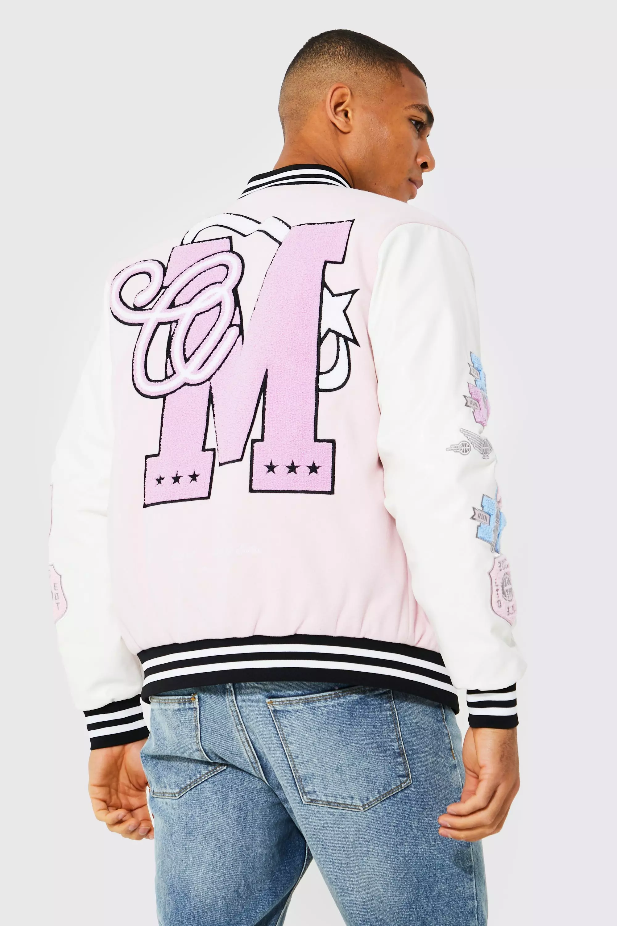 Pastel pink varsity clearance jacket